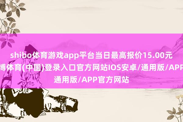 shibo体育游戏app平台当日最高报价15.00元/公斤-世博体育(中国)登录入口官方网站IOS安卓/通用版/APP官方网站