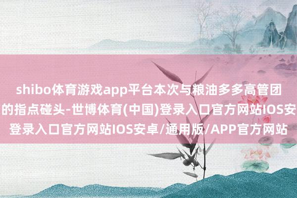 shibo体育游戏app平台本次与粮油多多高管团队代表一皆与上述三方的指点碰头-世博体育(中国)登录入口官方网站IOS安卓/通用版/APP官方网站