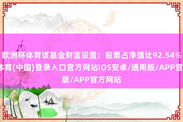 欧洲杯体育该基金财富设置：股票占净值比92.54%-世博体育(中国)登录入口官方网站IOS安卓/通用版/APP官方网站