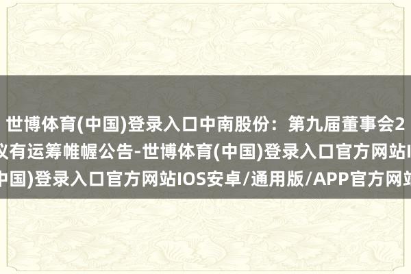 世博体育(中国)登录入口中南股份：第九届董事会2025年第一次临时会议有运筹帷幄公告-世博体育(中国)登录入口官方网站IOS安卓/通用版/APP官方网站