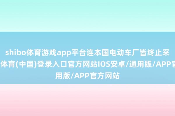 shibo体育游戏app平台连本国电动车厂皆终止采购-世博体育(中国)登录入口官方网站IOS安卓/通用版/APP官方网站